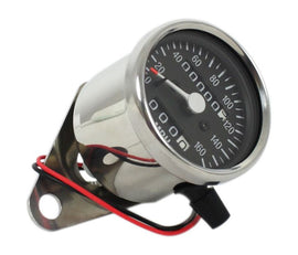 Universal Mini Speedo (MPH) - Black Face - 60MPH = 2240RPM