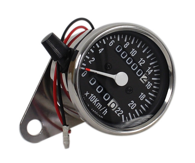 Universal Mini Speedo (KPH) - Black Face - 60KM/H = 1400 RPM