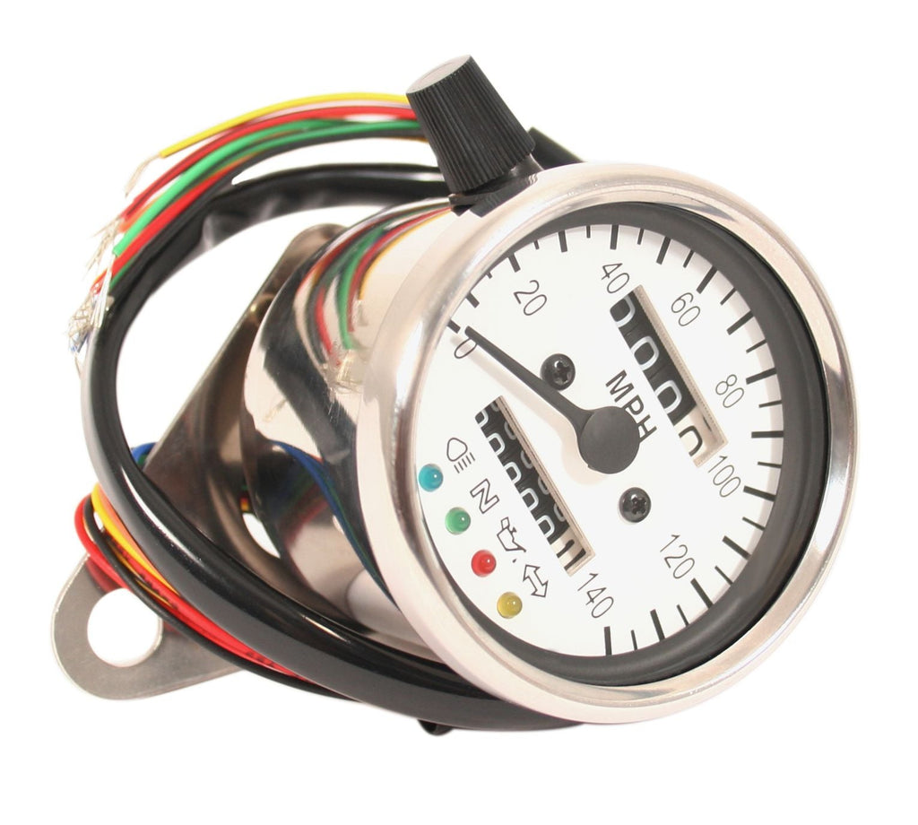 Universal 2:1 Mini Speedo (MPH) - White Face - 60MPH=2240RPM