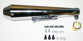 Universal Chrome Shortly Reverse Cone Megaphone Muffler - 17 1/2