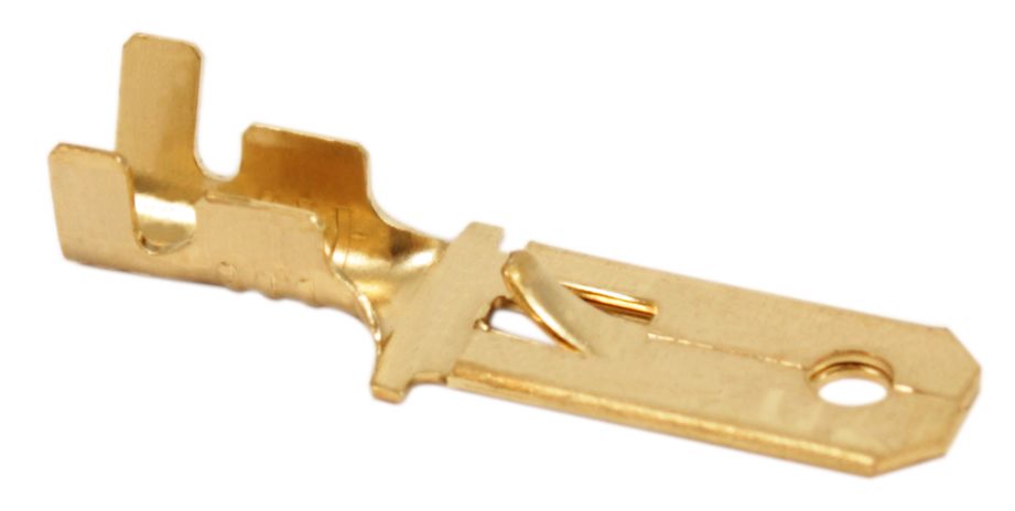 Universal 6.2mm x 24mm Long Flat Male Spade Connectors Pk/10
