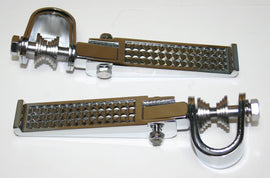Universal Custom Pebble Chrome Crash Bar Highway Footpeg Set