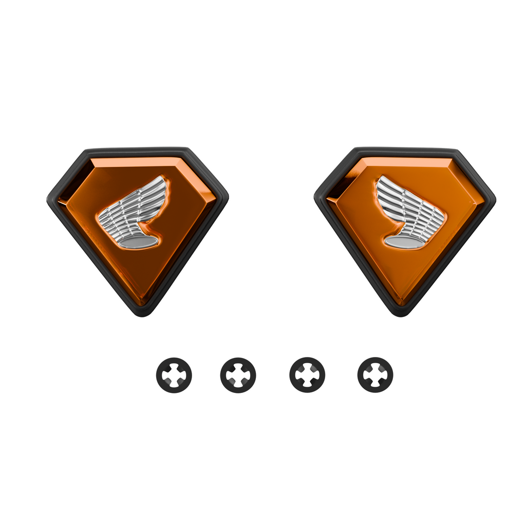 1971-76 Honda CB750K Side Cover Emblem Set 1971-76K - Orange - Replaces Honda OEM 87126-341-000