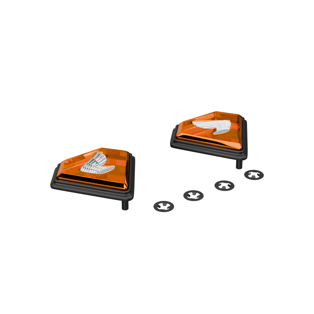 1971-76 Honda CB750K Side Cover Emblem Set 1971-76K - Orange - Replaces Honda OEM 87126-341-000