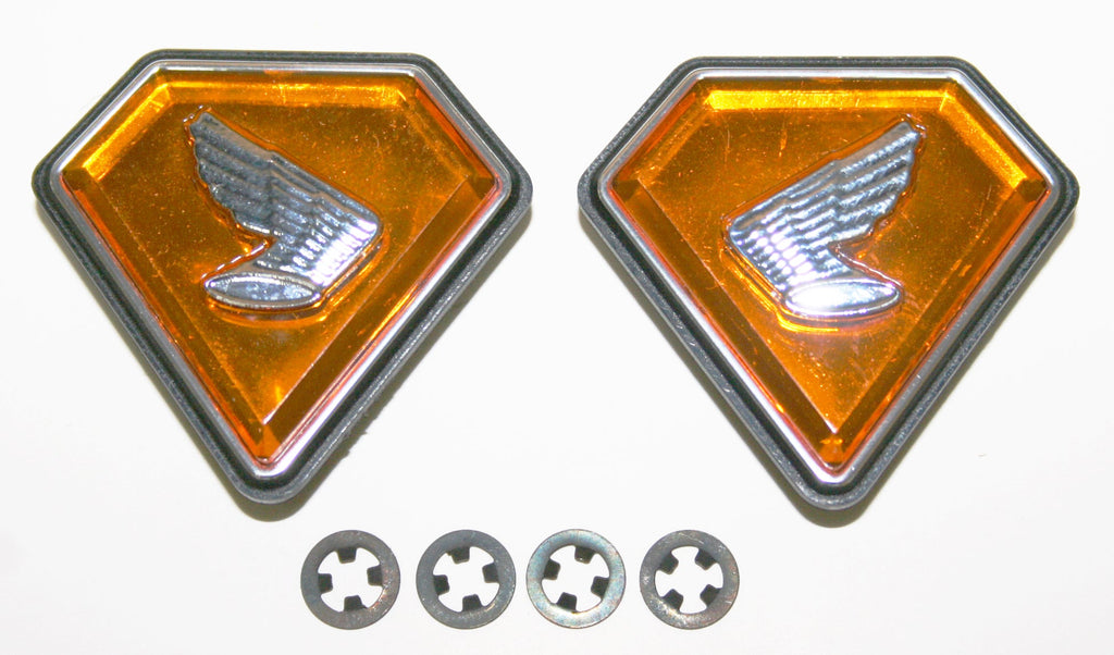 1971-76 Honda CB750K Side Cover Emblem Set 1971-76K - Orange - Replaces Honda OEM 87126-341-000