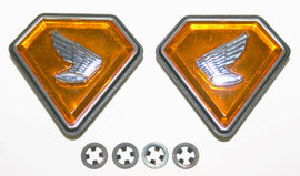 1971-76 Honda CB750K Side Cover Emblem Set 1971-76K - Orange - Replaces Honda OEM 87126-341-000