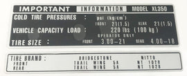 1974-75 Honda XL350 Tire Info Decal