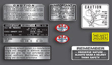 Load image into Gallery viewer, 1972-73 Honda XL250 Warning &amp; Service Label Decal Set