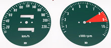 Load image into Gallery viewer, 1972-74 Honda CB750K L-Cut Style Speedo &amp; Tachometer Face Plate Set - KM/H