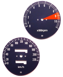 1977 Honda CB750K Speedo & Tachometer Face Plate Set - KM/H