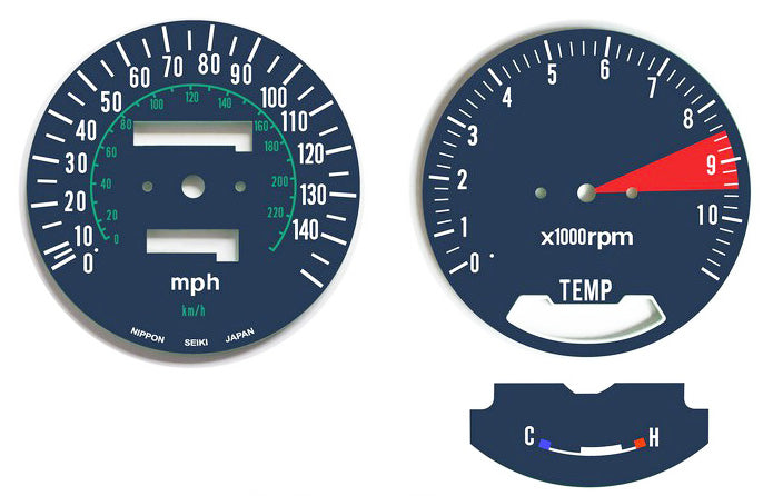 1977 Honda GL1000 K2 Speedometer & Tachometer Face Plate Set - MPH