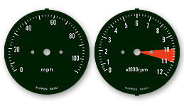 1973 Honda CB350F Speedo & Tach Face Decal Set - MPH