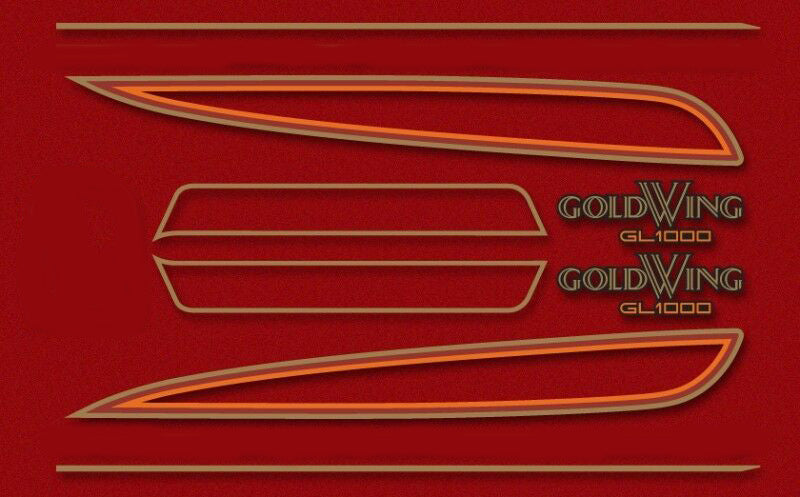 1975 Honda GL1000 GL1000K 1975 Complete Decal Set - Candy Antares Red Model