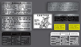 1975-76 Honda CB750F Supersport - Warning and Service Label Set