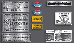 1975 Honda CB400F - Varnish Blue & Light Ruby Red Models - Warning and Service Label Set