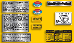 1976 Honda CB400F - Parakeet Yellow Model - Warning and Service Label Set