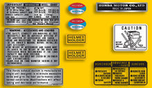 Load image into Gallery viewer, 1976 Honda CB400F - Parakeet Yellow Model - Warning and Service Label Set